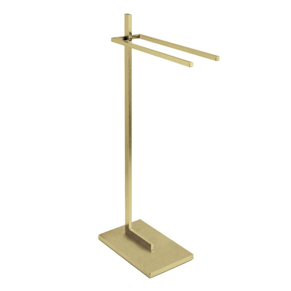 Freestanding Dual Towel Rack, Brushed Brass